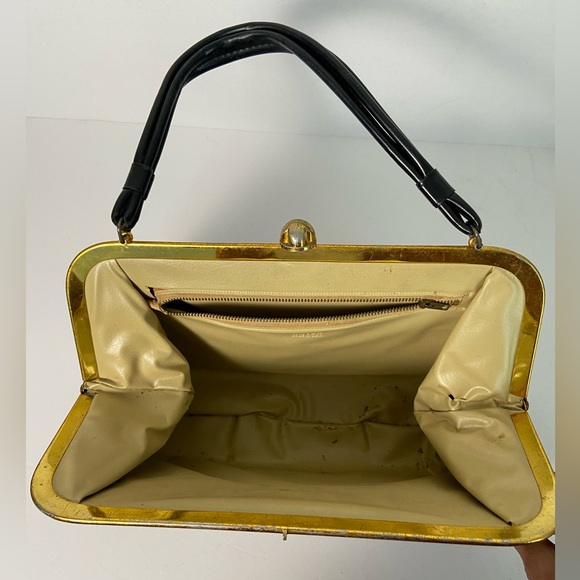 Vintage 50s Dover USA Kiss Lock Floral Tapestry Grannycore Structured Purse Bag - Picture 12 of 16